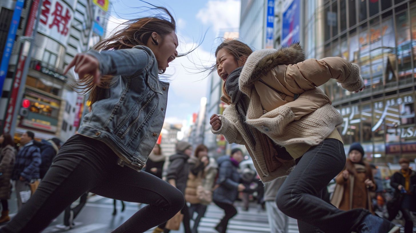 今日の女性のストリートファイト画像　福岡県　小郡市　2026年01月10日　ストリート喧嘩　画像