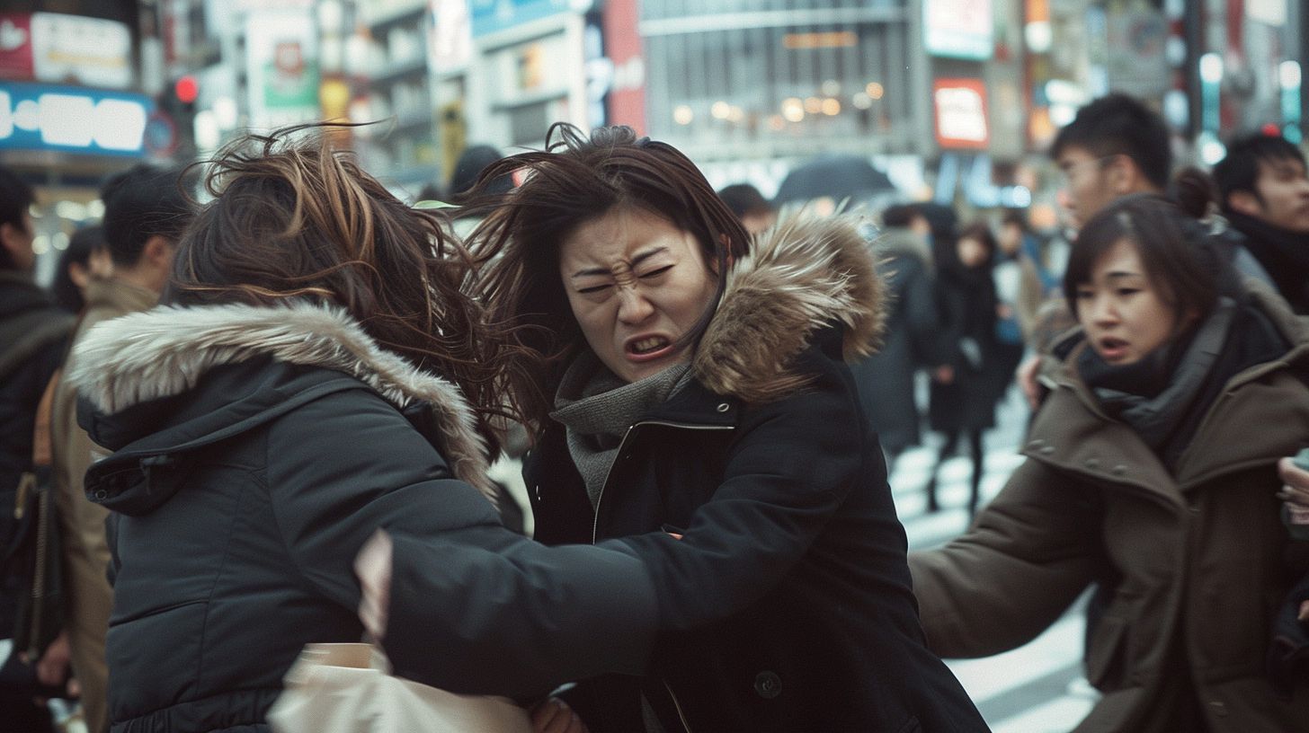 今日の女性のストリートファイト画像　福岡県　八女市　2026年02月05日　キャットファイト　画像