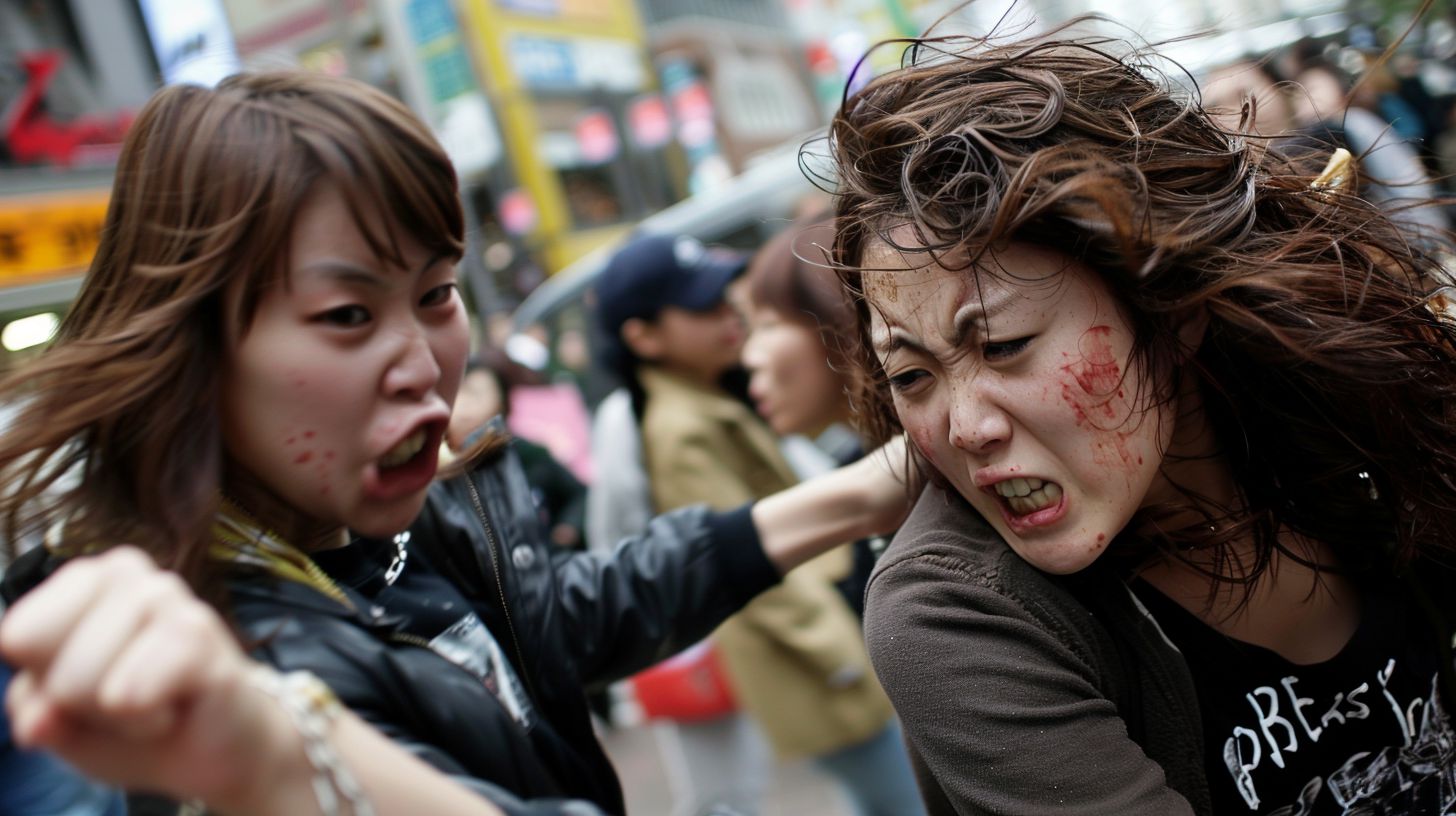 今日の女性のストリートファイト画像　東京都　足立区　2026年04月03日　路上喧嘩　画像