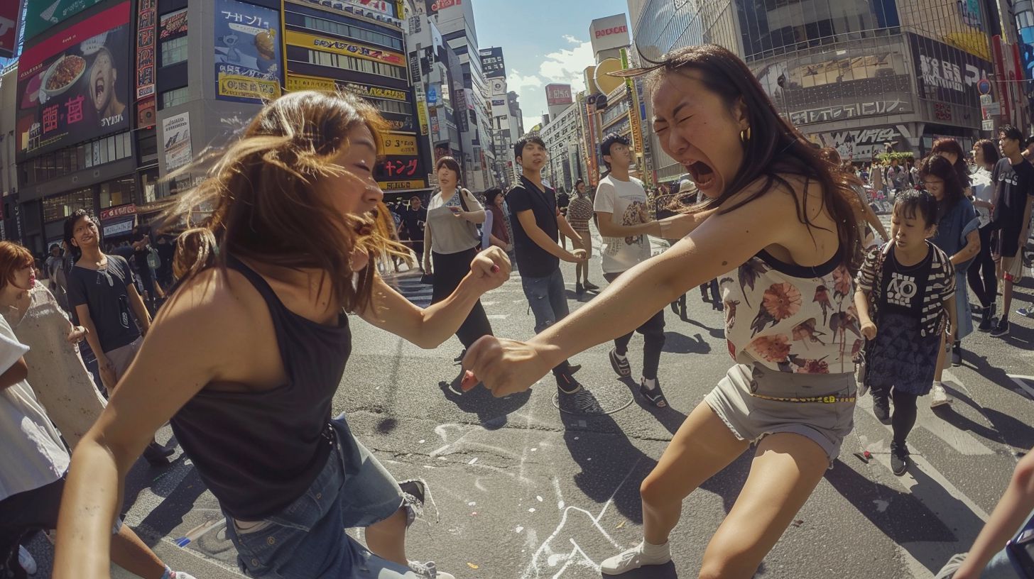 今日の女性のストリートファイト画像　山梨県　笛吹市　2026年04月27日　路上喧嘩　画像