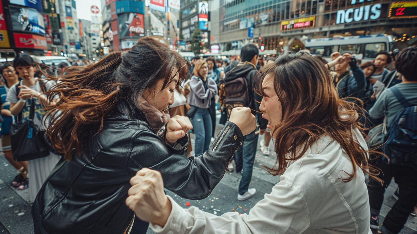 今日の女性のストリートファイト画像　東京都　府中市　2026年04月28日　キャットファイト　画像