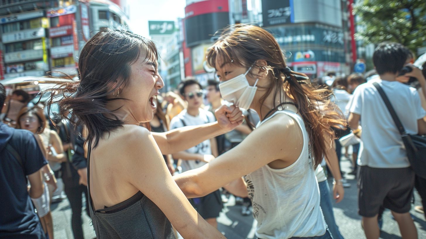 今日の女性のストリートファイト画像　山口県　下松市　2026年06月14日　路上喧嘩　画像