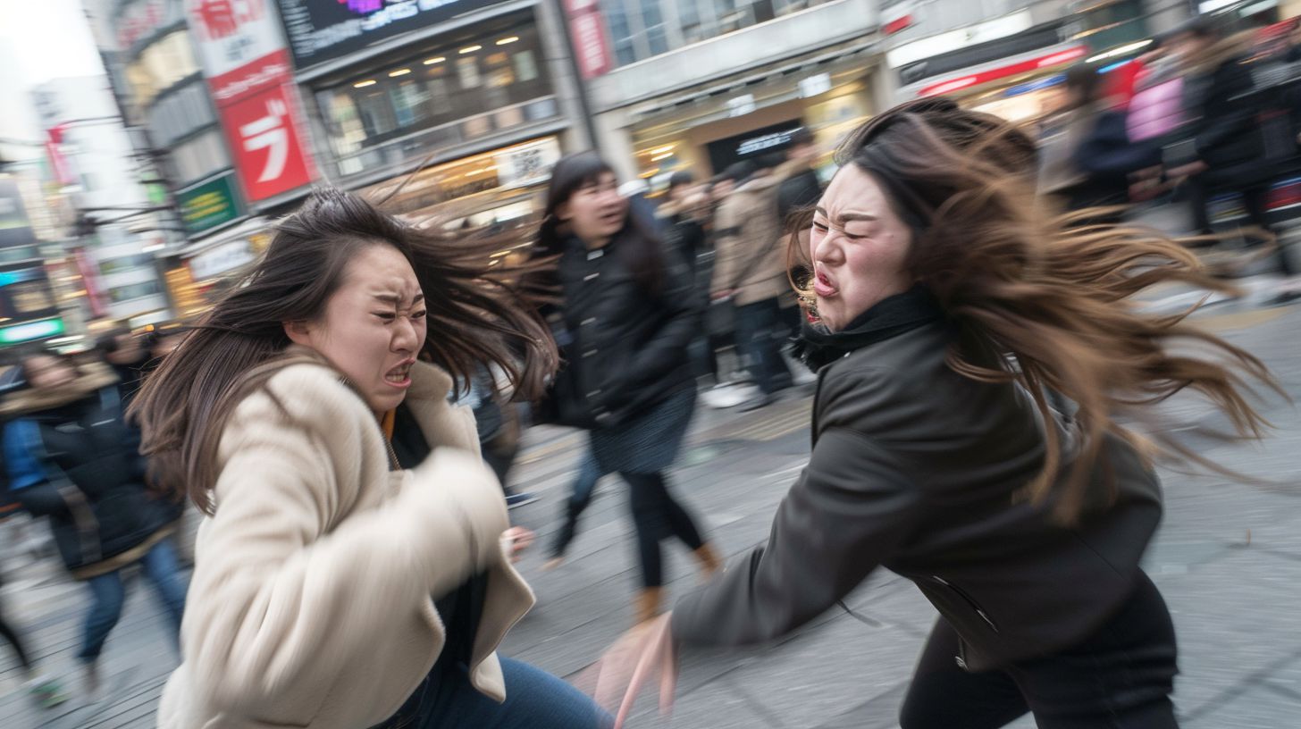 今日の女性のストリートファイト画像　大阪府　大東市　2026年09月04日　路上喧嘩　画像