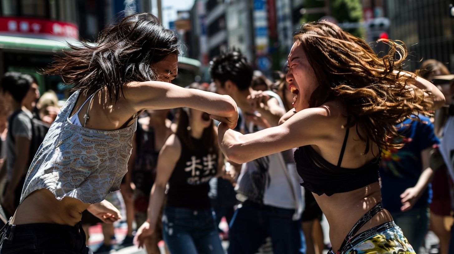 今日の女性のストリートファイト画像　奈良県　生駒市　2026年09月21日　女の喧嘩　画像