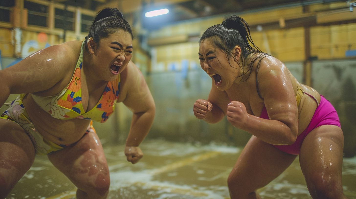 今日の女相撲画像　岩手県　北上市　2024年08月19日　キャットファイト　画像