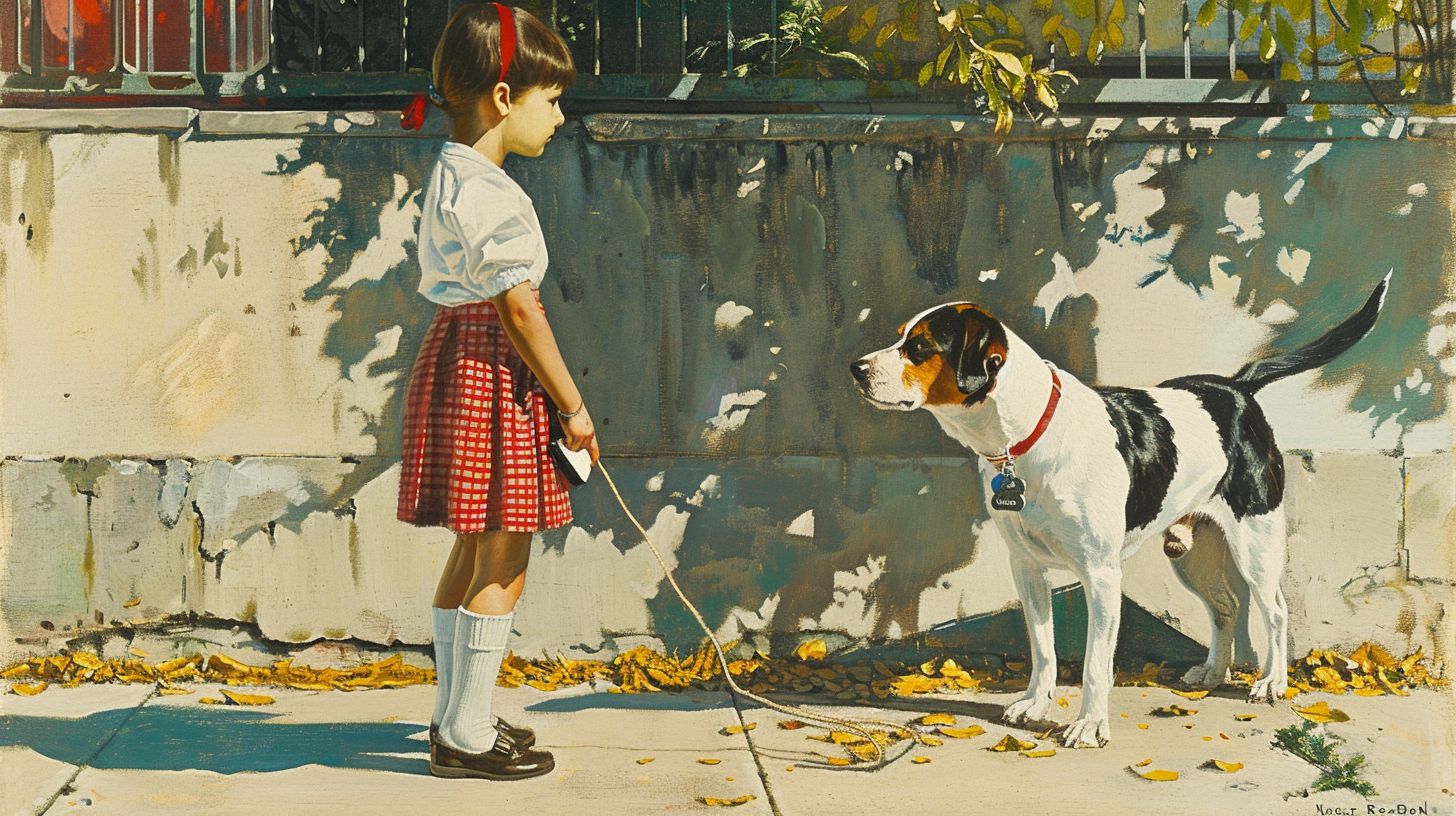 犬と少女　アート　2024年12月01日　絵画　画像