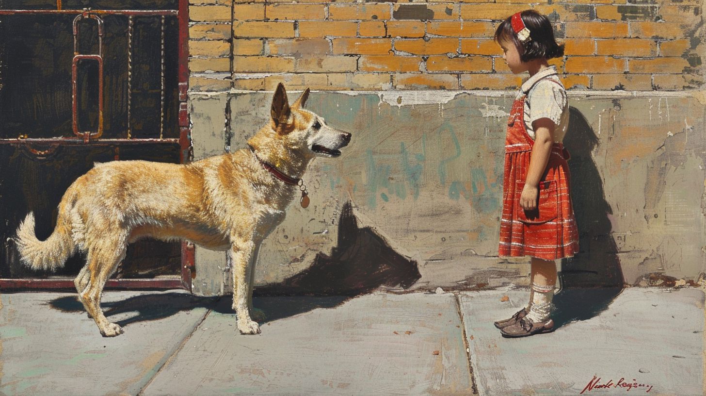 犬と少女　アート　2024年12月07日　美術　画像