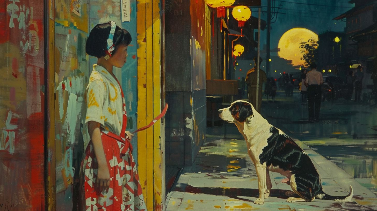 犬と少女　アート　2025年02月05日　絵画　画像