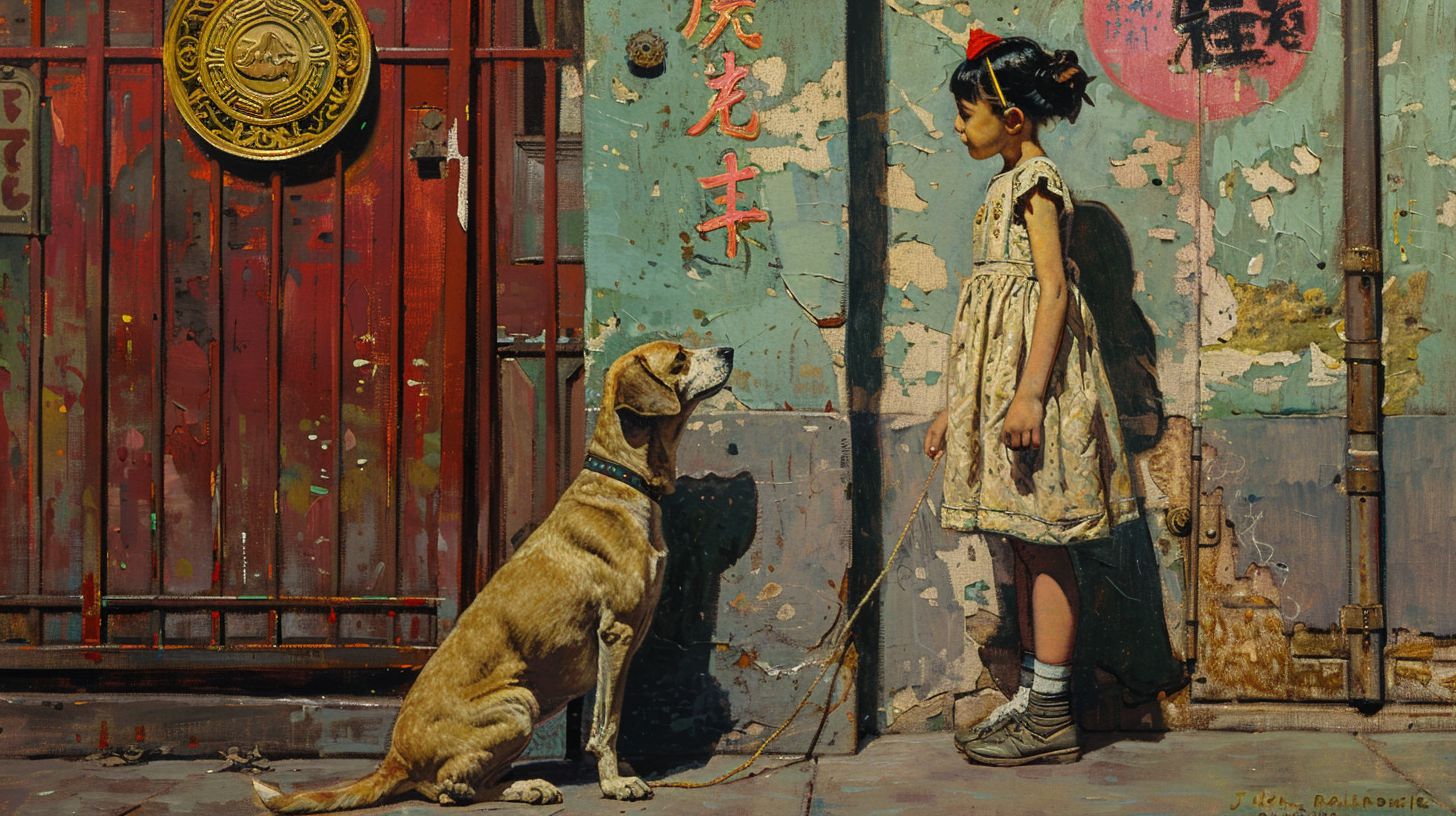 犬と少女　アート　2025年02月09日　絵　画像
