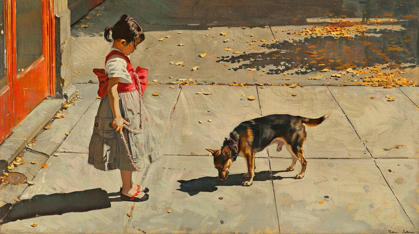 犬と少女　アート　2025年05月21日　絵　画像
