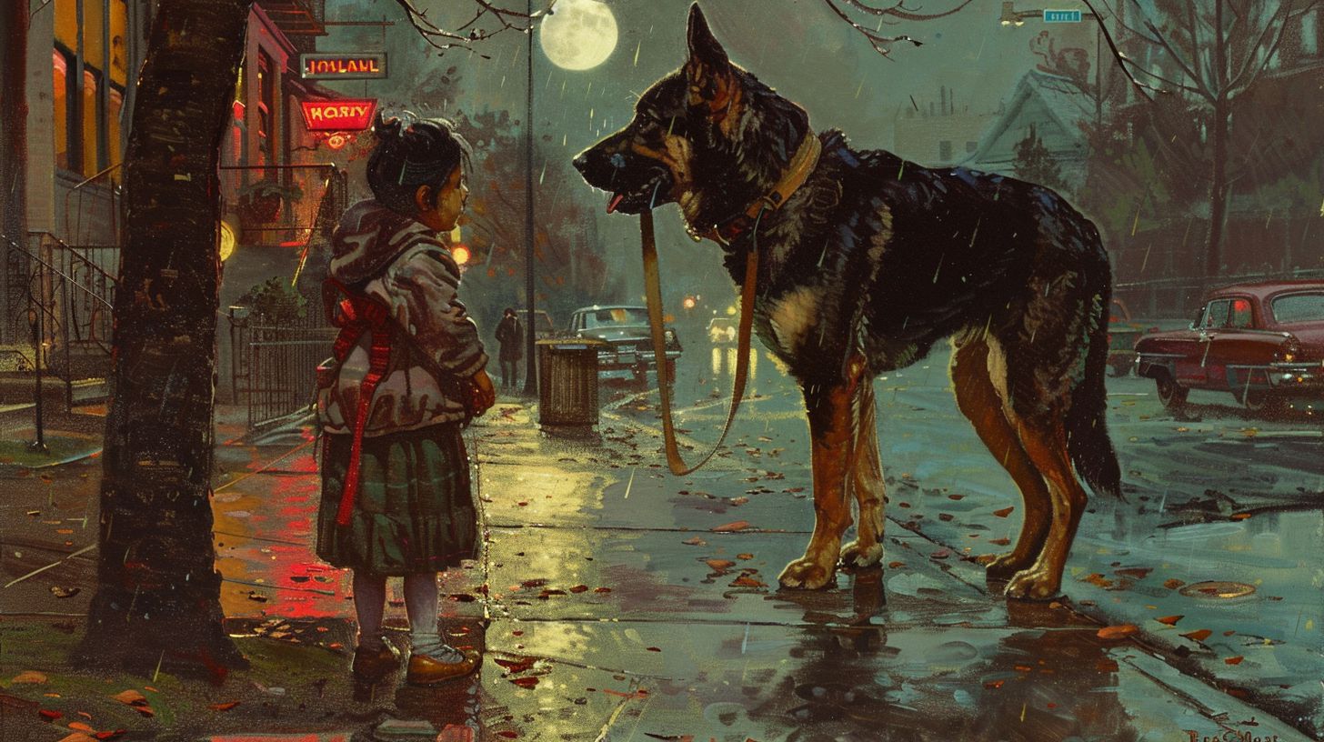 犬と少女　絵画　2025年10月25日　絵　画像
