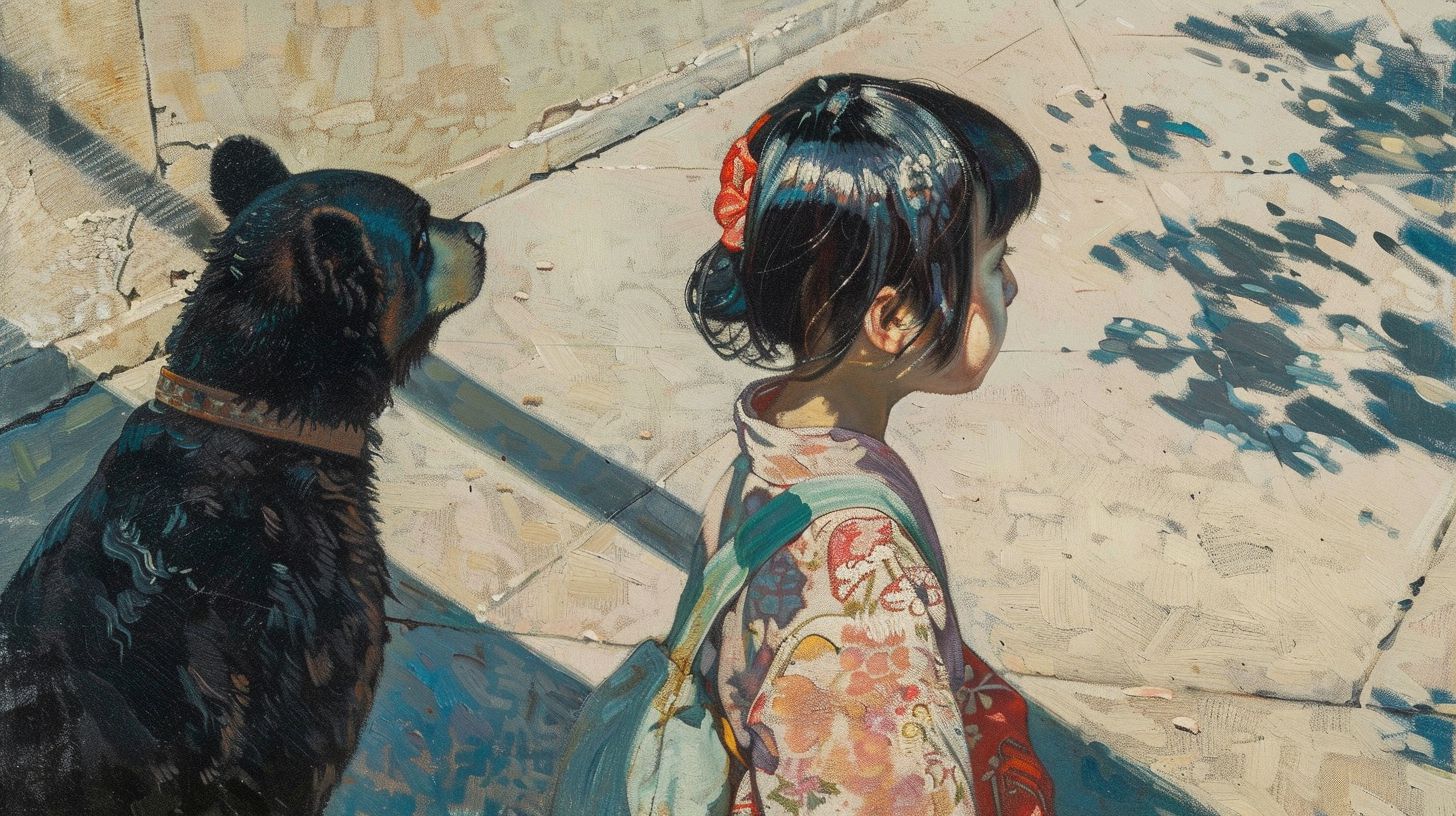 犬と少女　絵　2025年11月28日　絵　画像