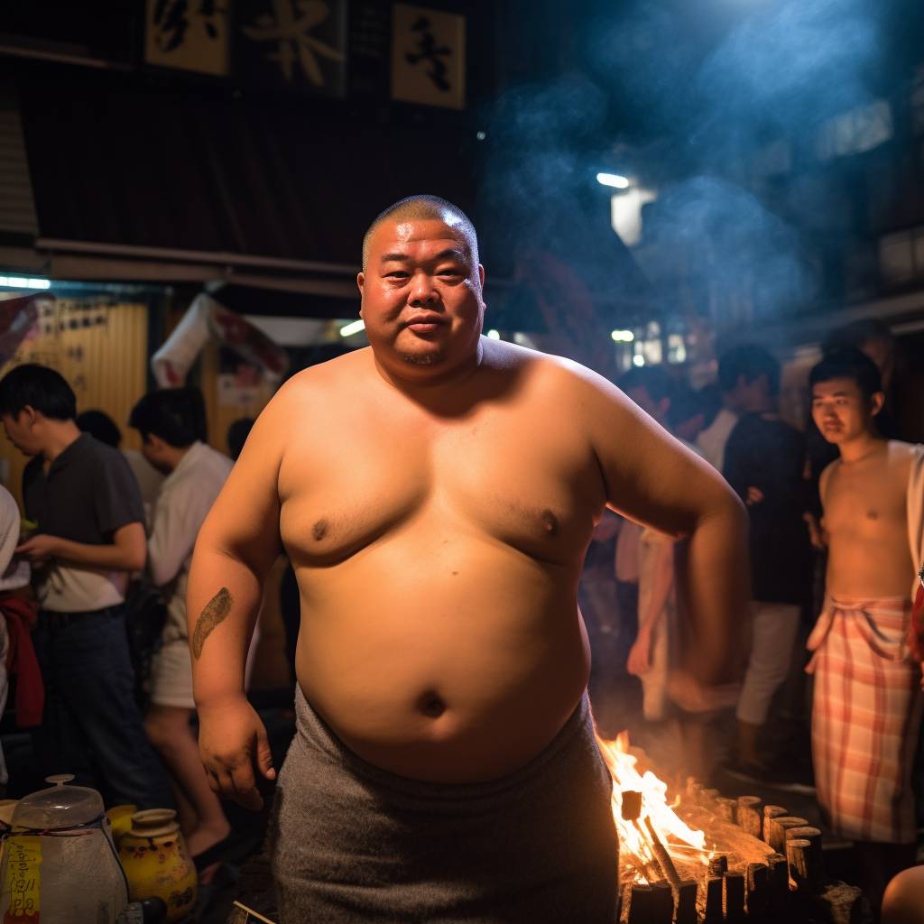 裸で、街中を歩く、太った男　新宿　2023年03月31日 画像01
