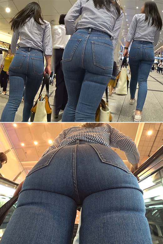 【フルHD 高画質】清楚なお姉さんのデカ尻ピチピチジーンズ！！エロいケツのフォルムがたまらん！！　サンプル画像3