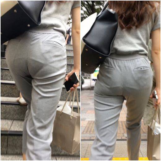 《Underwearを曝け出しちゃうパンツスーツ着衣尻》 No.750【全身グレーがカッコいい！スレンダー美女のパンツスーツ着衣　サンプル画像3