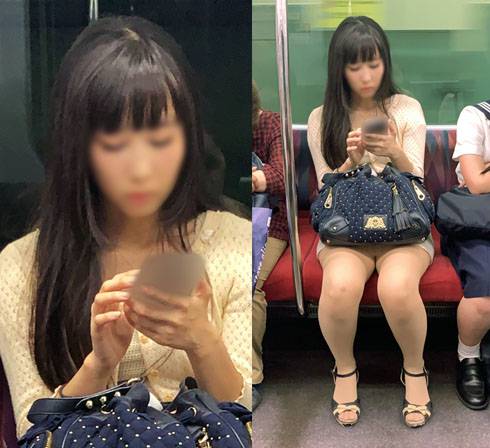タイトすぎてスカートからパンツがうっすら透けている黒髪美女（其の一） サンプル画像
