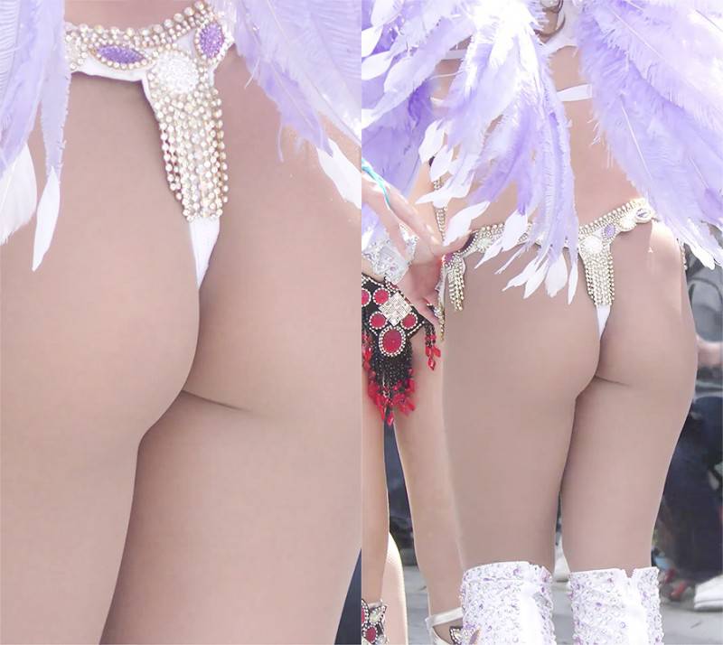 長身色白ムッチリ美尻の薄紫色のタンガを纏ったサンバダンサー サンプル画像