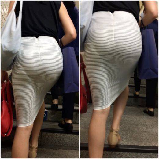 《出張先で見せてしまうハンパない丸見えな着衣尻姿》 No.864【バブリーな姉さんのバブリーな着衣尻②】　サンプル画像1