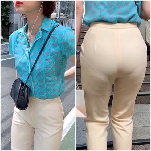 《なんつぅイエローパンツ!!!》 No.1011【ノーポケットパンツで大胆に見せつける巨尻】 サンプル画像