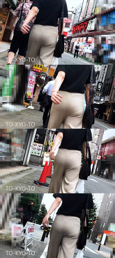 【FHD 60fps】お姉さんのお尻：リブパンツにパン線OL　サンプル画像1