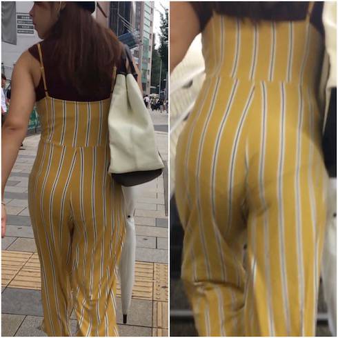 《Part3・Hな洋服を着たがるJD》 No.1048【痺れるぷるるん感！美形JDのストライプロンパース着衣尻】 サンプル画像