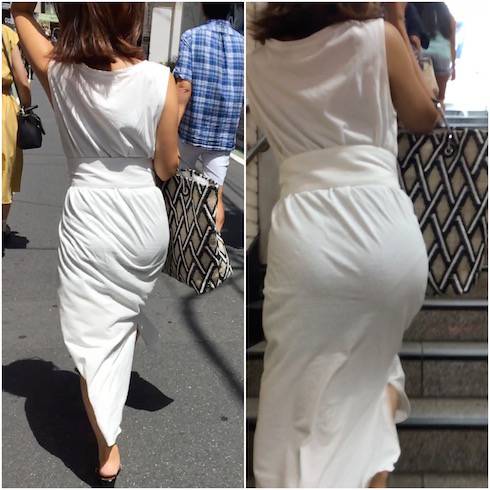 《Part3・真っ白だと透けてしまうのに…》 No.1069【ベルトから下が非常にそそるGALのマキシ丈ワンピース着衣尻】&nbsp; サンプル画像