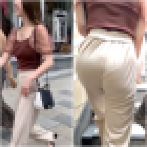 《夏休み満喫中のJDのぷるぷるお尻》 No.1112【お尻の形が良くわかる極薄生地のストレートパンツ】 サンプル画像