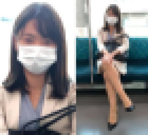 組んだ美脚が色っぽい白スーツが似合う美人OLさん サンプル画像