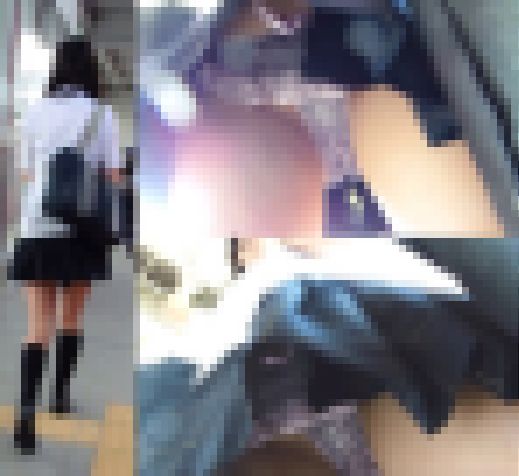 【制服女学生電車内での盗撮Pチラ】下着からお腹まで丸見え盗撮動画 サンプル画像