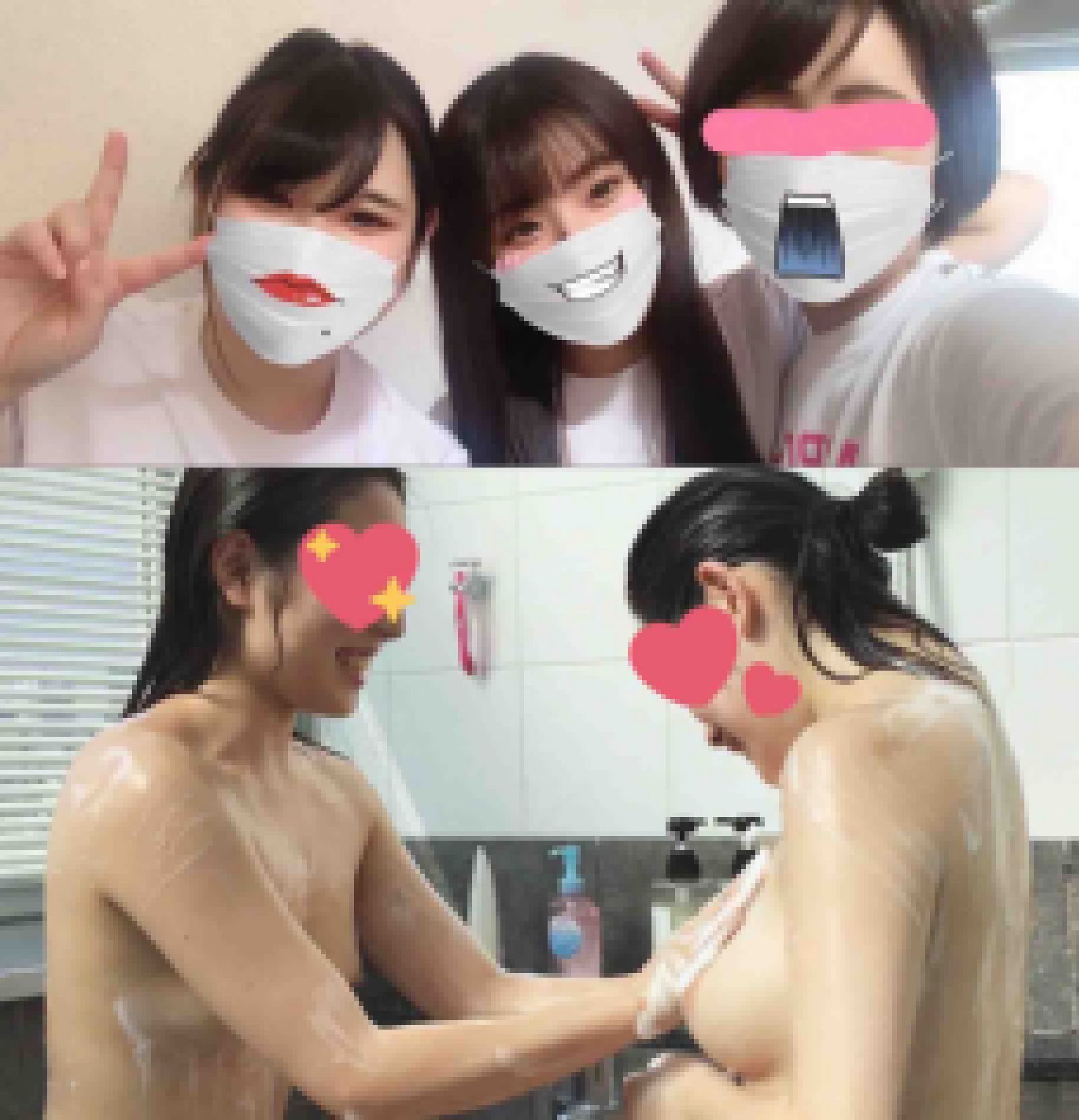 ※初！3人一緒にお風呂配信「中○も○＆桐○○香　パート1」真夏の部活帰りに3人でお風呂に入ったら…!? サンプル画像