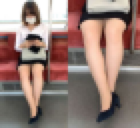 スケベすぎる脚を伸ばして車内の男に見せつける美人スーツOL(前編) サンプル画像