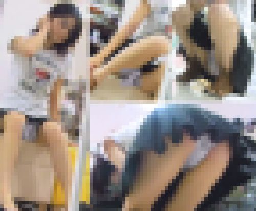 靴屋にて試着中の美少女の無防備パンチラ盗撮動画　サンプル画像1