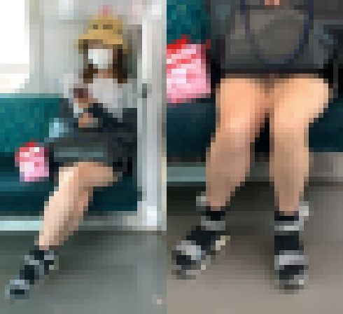 日焼け対策をしながらも生脚だけは見せつけるお姉さん サンプル画像