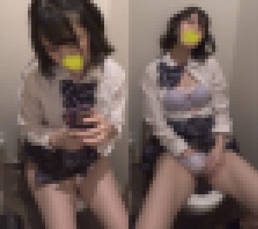 デパートのトイレでこっそりオナニーしちゃうJ〇㊽　サンプル画像1
