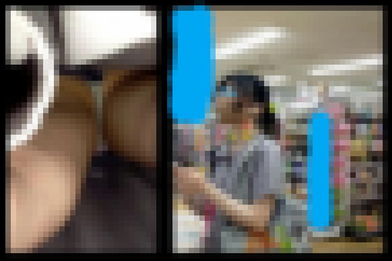 【 スマホで逆さ撮り116】あの有名アーティスト激似の眼鏡美人 可愛らしいワンピース内のパンティ撮られる【素人盗撮】 サンプル画像