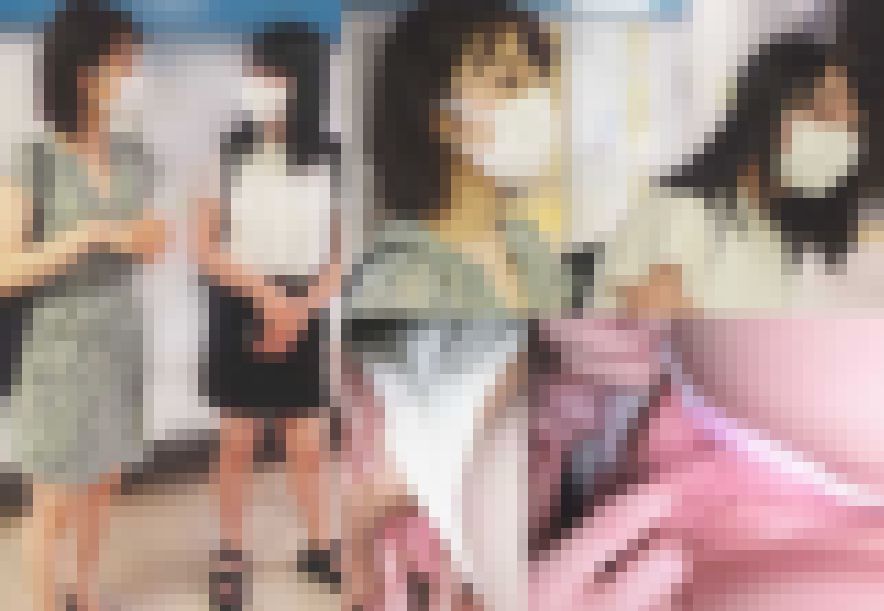 【ダブル痴漢】夏休み女子大生2人組＊車内前後責めで局部くぱぁ＆電マ美尻ケイレン連続接写＊ホテルイラマ口内発射【高画質】 サンプル画像