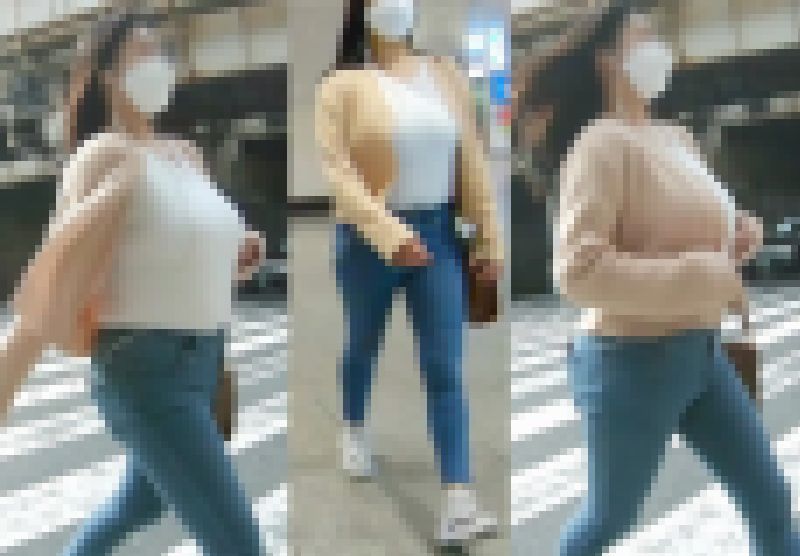 No.617デカ乳でカーディガンの前が閉まらず周囲のおっぱいフェチをギンギンに刺激してしまうお嬢さん サンプル画像