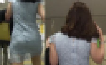 【再販】パンスト太もも丸出しで爆尻歩行！　サンプル画像1