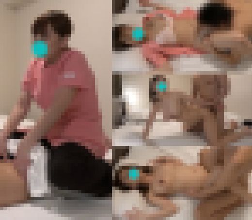 《個人撮影》3年付き合ってて相性抜群の彼氏がいるGカップのマッサージ嬢が「やめて！イっちゃうからぁ！」と爆乳を揺らしながら中イキ　サンプル画像1