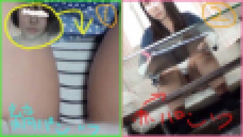 【面接で盗撮⑩】ローアングルから捉えたJDの縞パンツ＆赤パンツ【バイト募集で来た女子たち】 サンプル画像