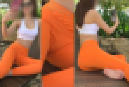 2K動画 オレンジレギンス超美人のピタ尻とマンスジ!1 サンプル画像2