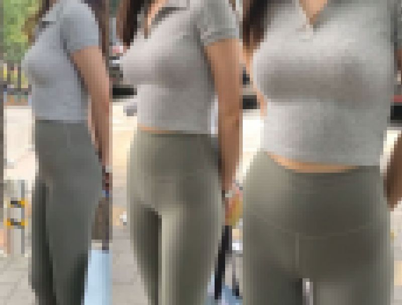4K動画 グレーレギンス4完(巨乳ゆさゆさ&やらしい脚とマンスジ) サンプル画像