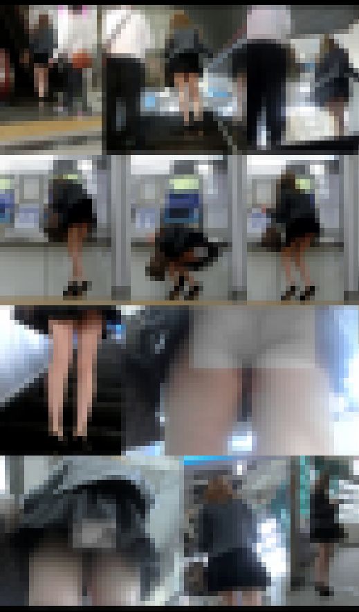 駅構内でモデル系美女が前屈みして生尻モロ出しパンチラ!めくり&パンチラ盗撮動画FHD サンプル画像1