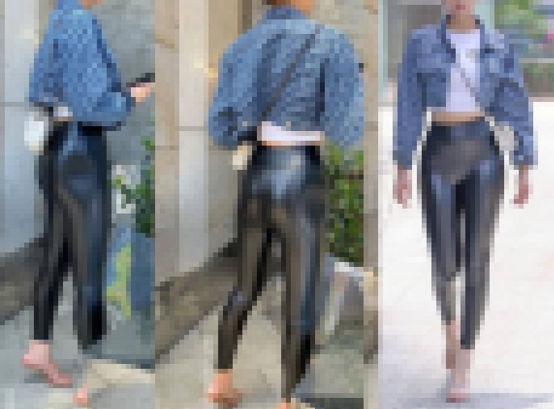 フルHD 人気のスキニージーンズ美人が皮レギンスで登場！パート１　ハメたくなる尻！尻を振りながら歩くさまは圧巻です！ サンプル画像