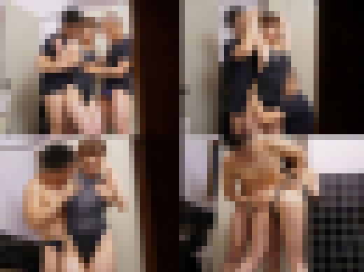 【チカン3P】スポーツジムのトイレで競泳水着の清楚女子を痴漢してまわした【覗き撮り】 サンプル画像2