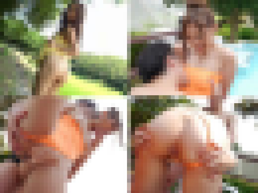 【アナルSEX】美巨尻ギャルとプールサイドでアナル生ハメ！肛門ザーメン注射！【個撮】　サンプル画像1