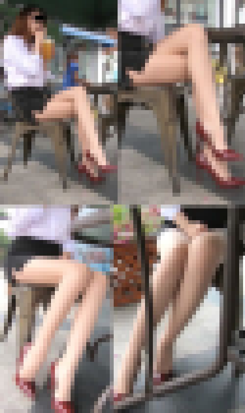 【フルHD】パンスト美人ＯＬ 机の下の股間と足裏　サンプル画像2