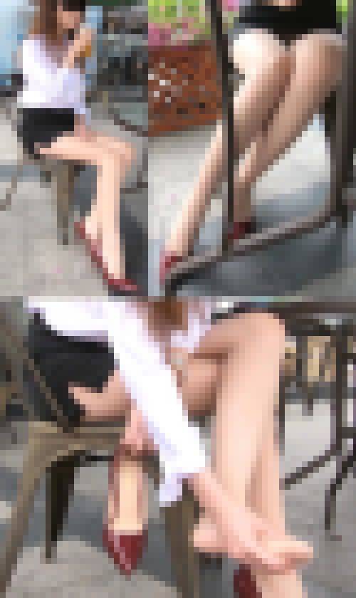 【フルHD】パンスト美人ＯＬ 机の下の股間と足裏　サンプル画像3