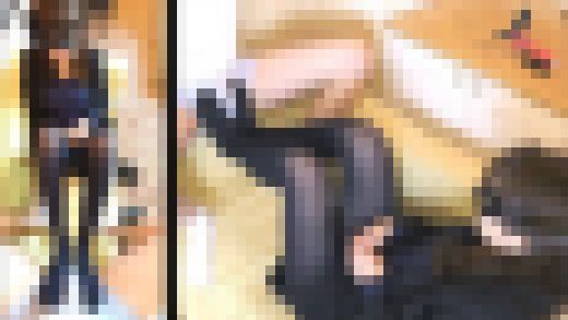 【初登場！アヘ顔OL】【黒タイツ×スーツ】【感度◎】【足舐め★超接写】【足コキ射】タイツ美女の足指を舐めつくす！えりな25才前編　サンプル画像3