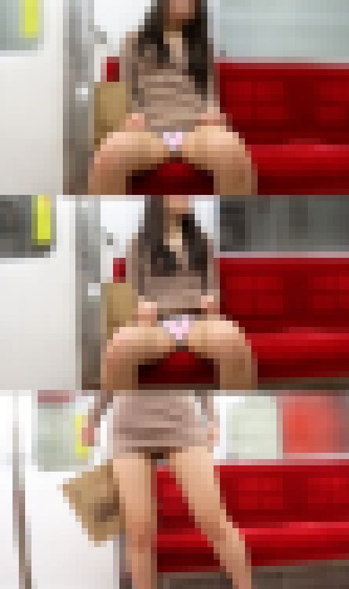 【電車対面パンチラ97】☆三角ゾーン観察記録/タイトワンピお姉さんの極上ライン!　サンプル画像2